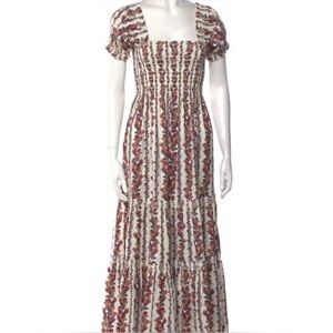 TORY BURCH Printed Smocked Maxi
Dress SIZE SMALL